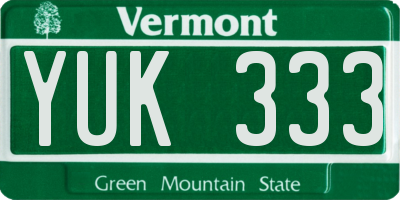 VT license plate YUK333