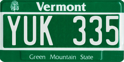 VT license plate YUK335