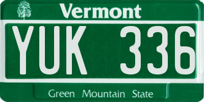 VT license plate YUK336