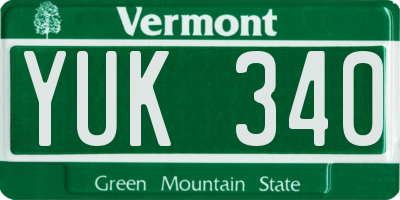 VT license plate YUK340