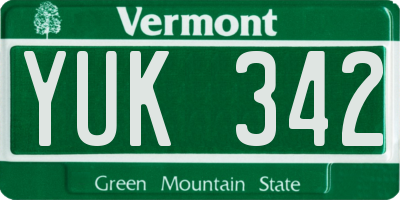 VT license plate YUK342