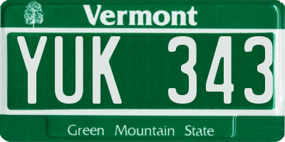 VT license plate YUK343
