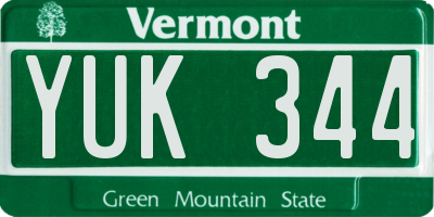 VT license plate YUK344