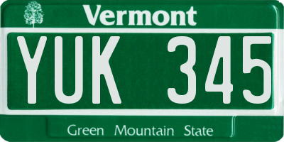 VT license plate YUK345
