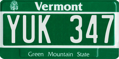 VT license plate YUK347