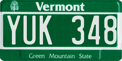 VT license plate YUK348