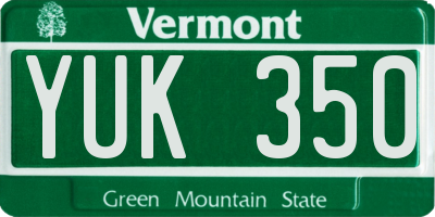 VT license plate YUK350