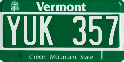 VT license plate YUK357