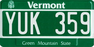 VT license plate YUK359