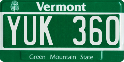 VT license plate YUK360