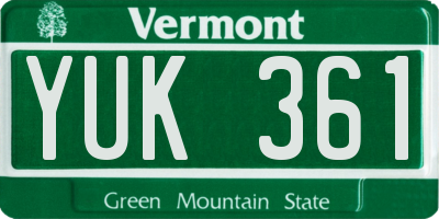 VT license plate YUK361