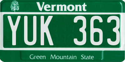 VT license plate YUK363
