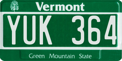 VT license plate YUK364