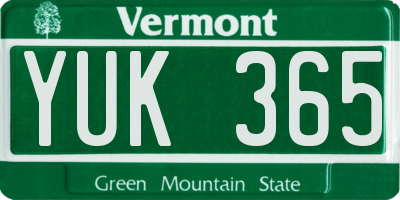VT license plate YUK365