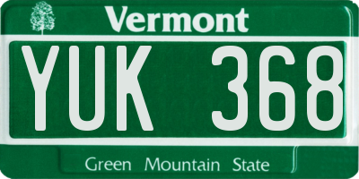 VT license plate YUK368