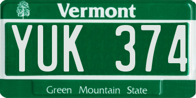 VT license plate YUK374