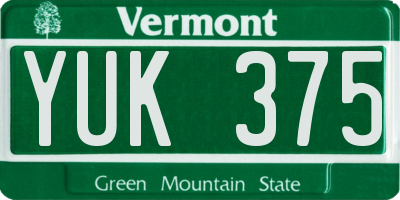 VT license plate YUK375