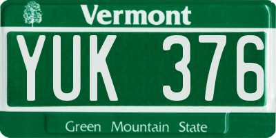 VT license plate YUK376