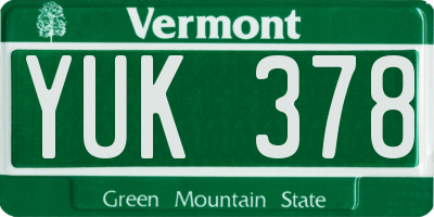 VT license plate YUK378