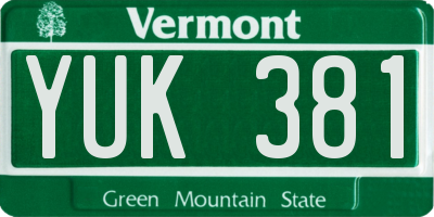 VT license plate YUK381