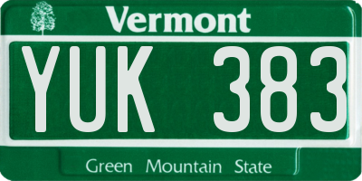 VT license plate YUK383