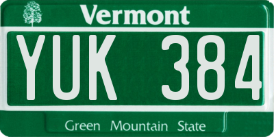 VT license plate YUK384