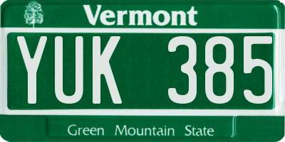 VT license plate YUK385