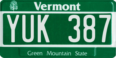 VT license plate YUK387