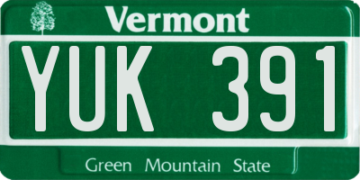 VT license plate YUK391