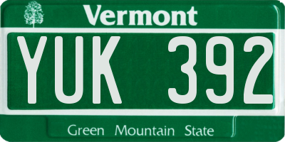 VT license plate YUK392
