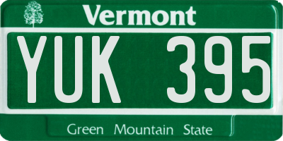 VT license plate YUK395