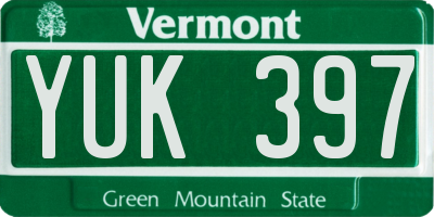 VT license plate YUK397
