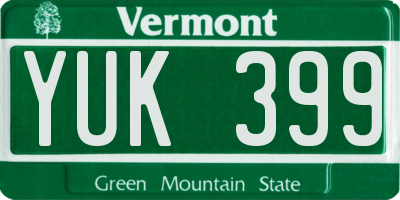 VT license plate YUK399