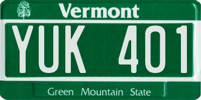 VT license plate YUK401