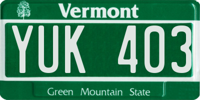 VT license plate YUK403