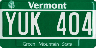 VT license plate YUK404