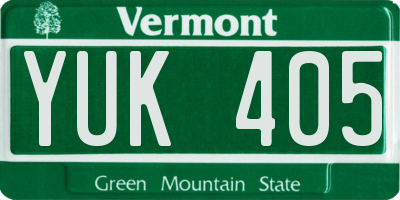 VT license plate YUK405