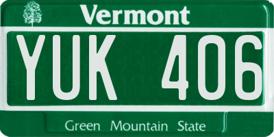 VT license plate YUK406