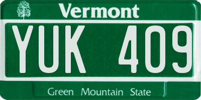 VT license plate YUK409