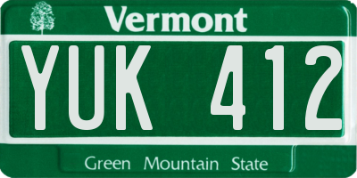 VT license plate YUK412