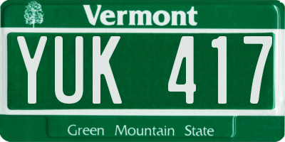 VT license plate YUK417