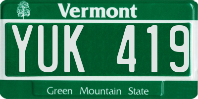VT license plate YUK419