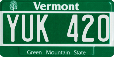 VT license plate YUK420