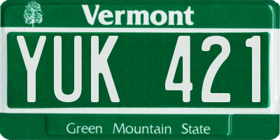VT license plate YUK421
