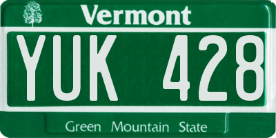 VT license plate YUK428