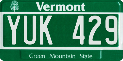 VT license plate YUK429