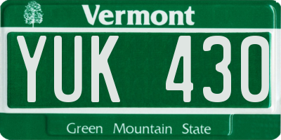 VT license plate YUK430