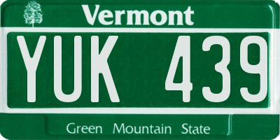 VT license plate YUK439