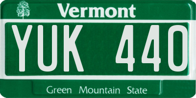 VT license plate YUK440