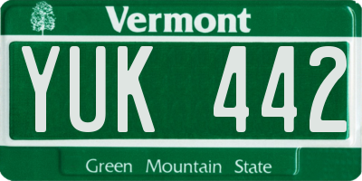 VT license plate YUK442